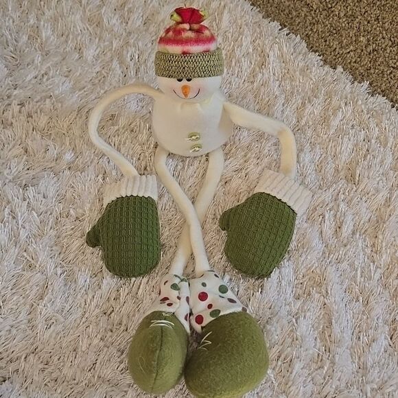Snowman Plush Green Mittens decor home accessories accent apt unisex - Picture 2 of 13